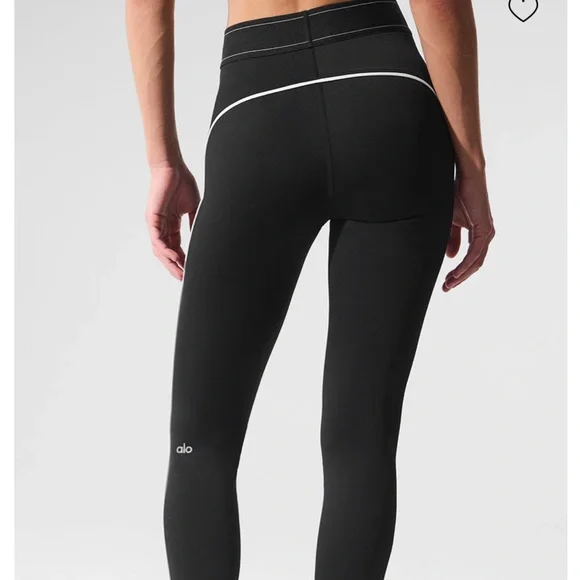 ALO Black Leggings with White Accents - Picture 5 of 7